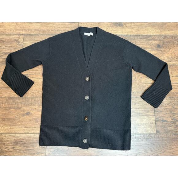 Vince Donegal Wool Cashmere 4 Button Black V-neck Cardigan Women’s Sz XS - Picture 1 of 7